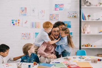 Happy Teacher and Children